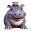 Baby Hippo On Mother.png