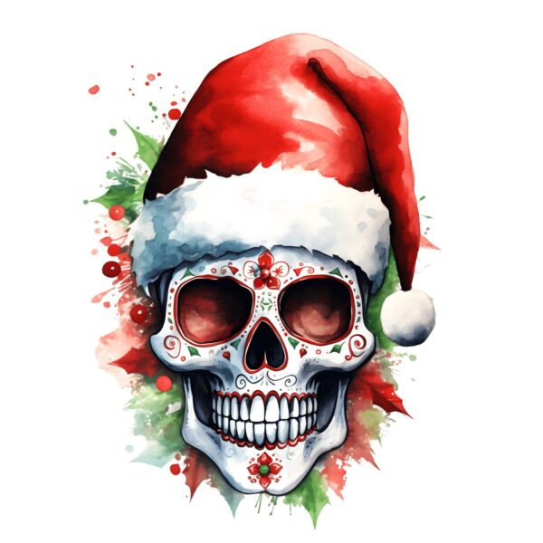 Christmas - Sugar Skull Watercolor.png