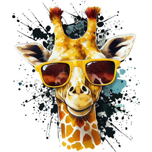 Watercolor cute giraffe superstar sublimation design.png