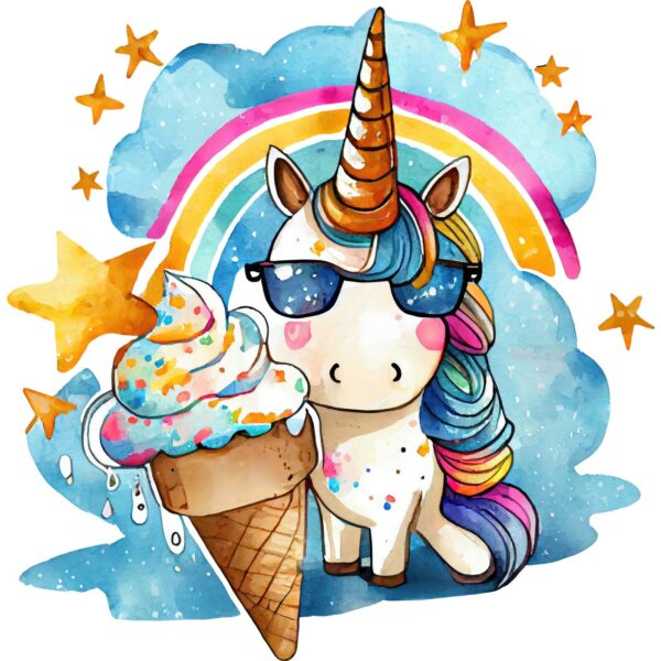 Watercolor cute unicorn superstar sublimation design 2.png