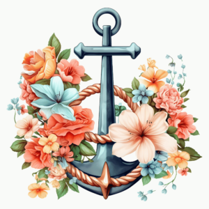 1€ Sale - Floral Anker Orange - 7cm