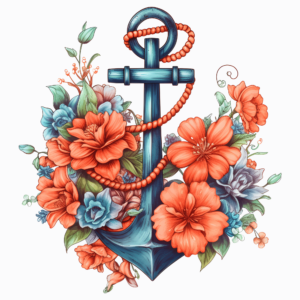 1€ Sale - Floral Anker Rot - 7cm