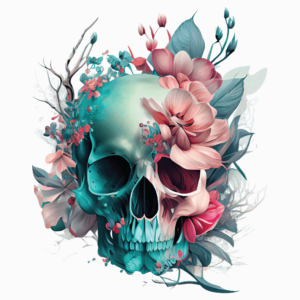 1€ Sale - Totenkopf Flower Rosa - 7cm