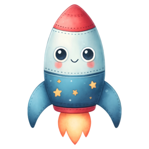 1€ Sale - Rakete Blau/Rot - 7cm