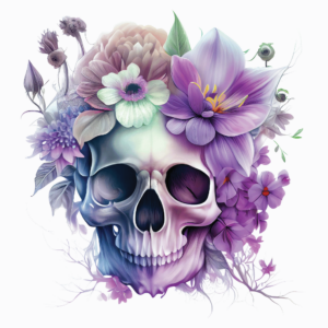 1€ Sale - Totenkopf Flower Lila - 7cm