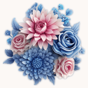 1€ Sale - Blumenstrauß Blau/Rosa - 7cm