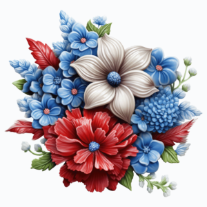1€ Sale - Blumenstrauß Blau/Rot - 7cm