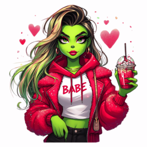 1€ Sale - Grüne Frau - Babe - Rot - 7cm