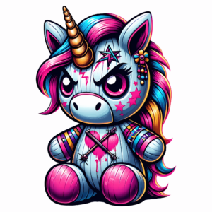 1€ Sale - Böses Einhorn - Sitzend - Voodoo - 7cm