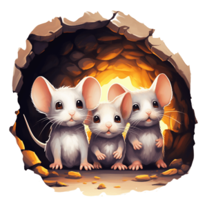 1€ Sale - 3 Mäuse Höhle - 7cm