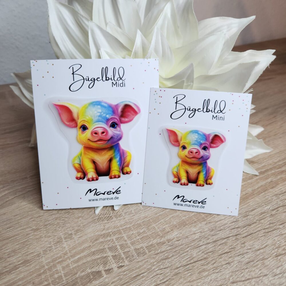Midi/Mini Bügelbilder Designkarte - Schwein