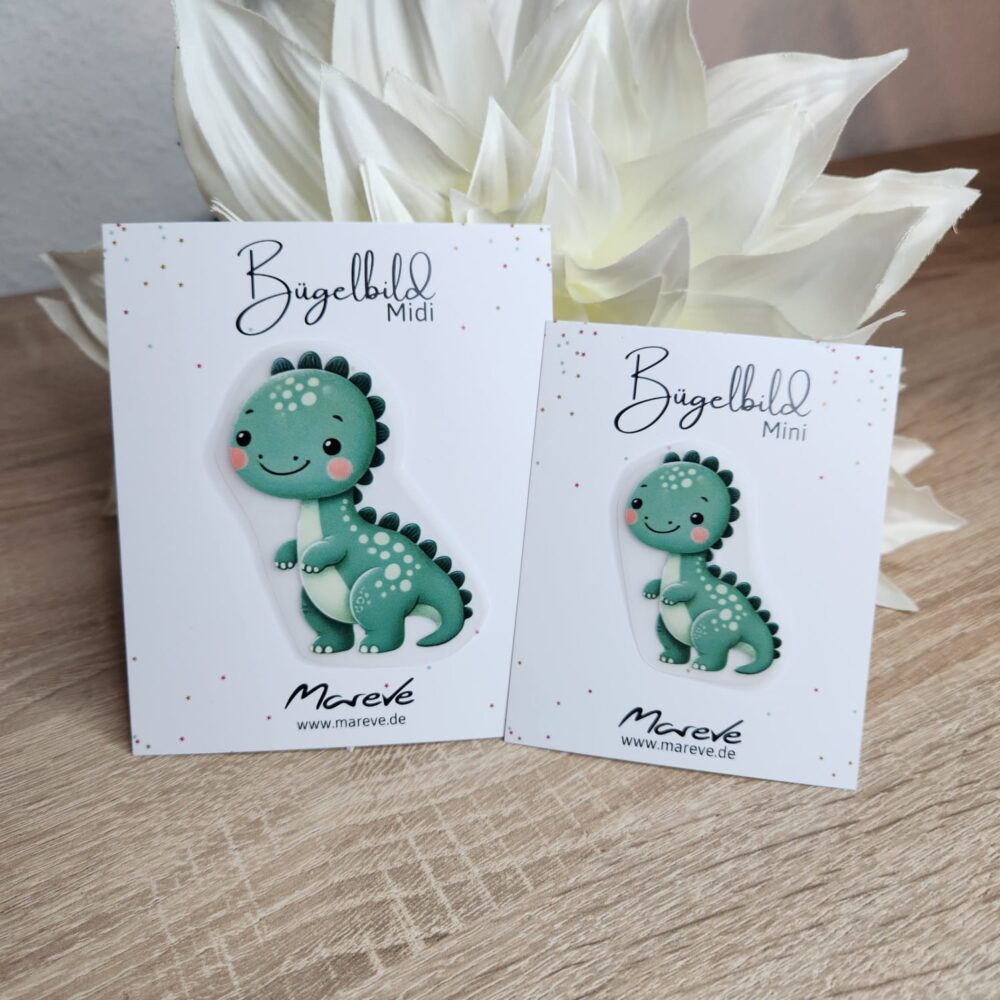 Midi/Mini Bügelbilder Designkarte - Dino Grün