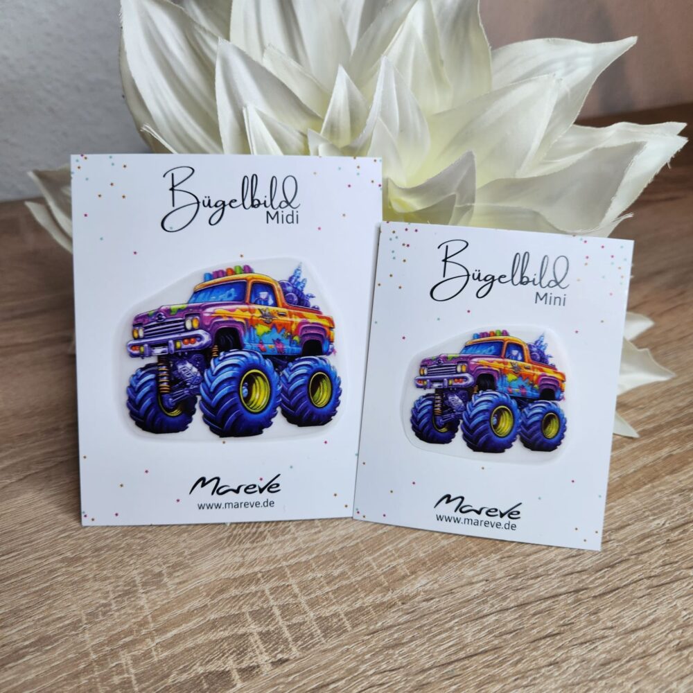 Midi/Mini Bügelbilder Designkarte - Monstertruck