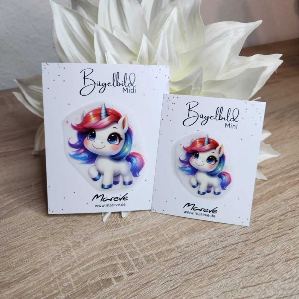 Midi/Mini Bügelbilder Designkarte - Einhorn