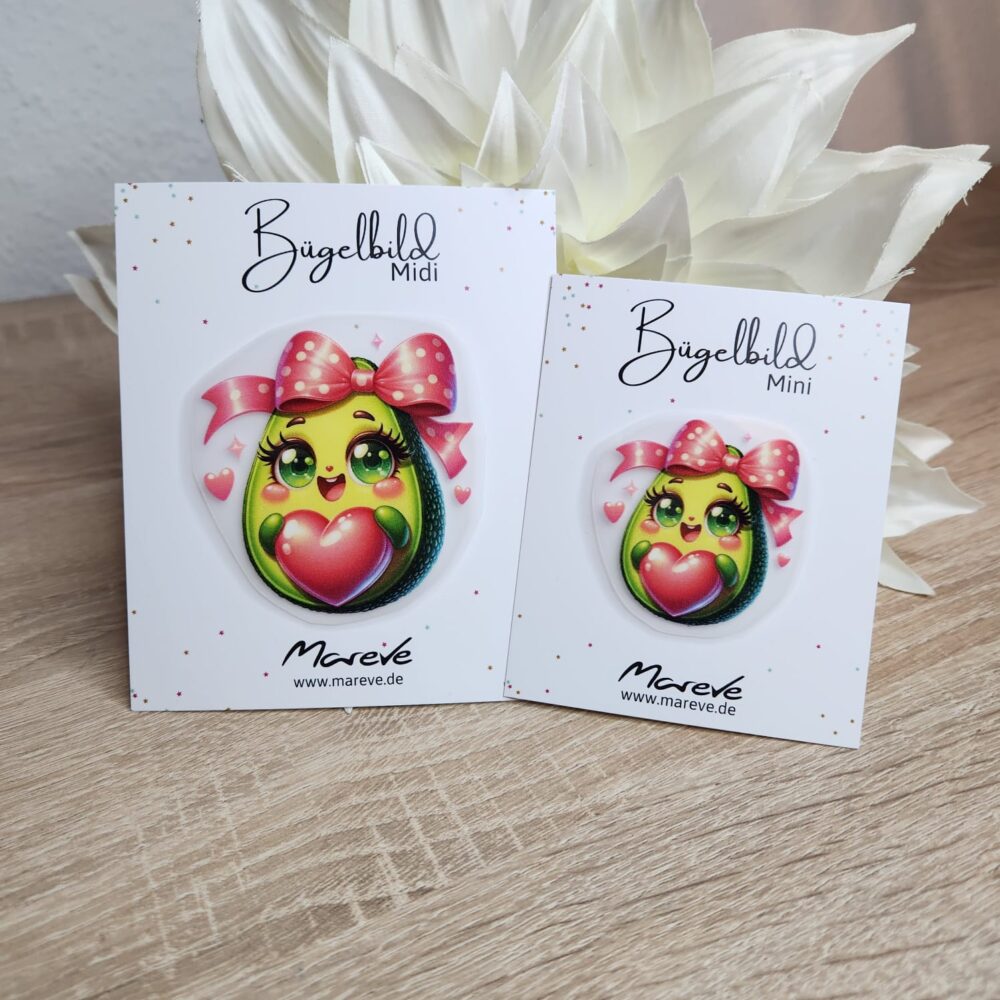 Midi/Mini Bügelbilder Designkarte - Avocado Herz