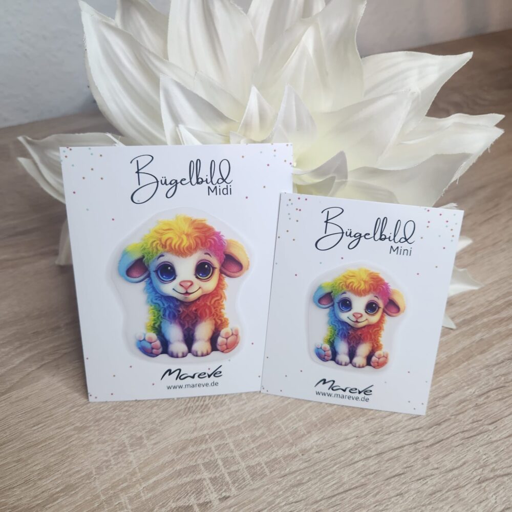 Midi/Mini Bügelbilder Designkarte - Schaf Bunt