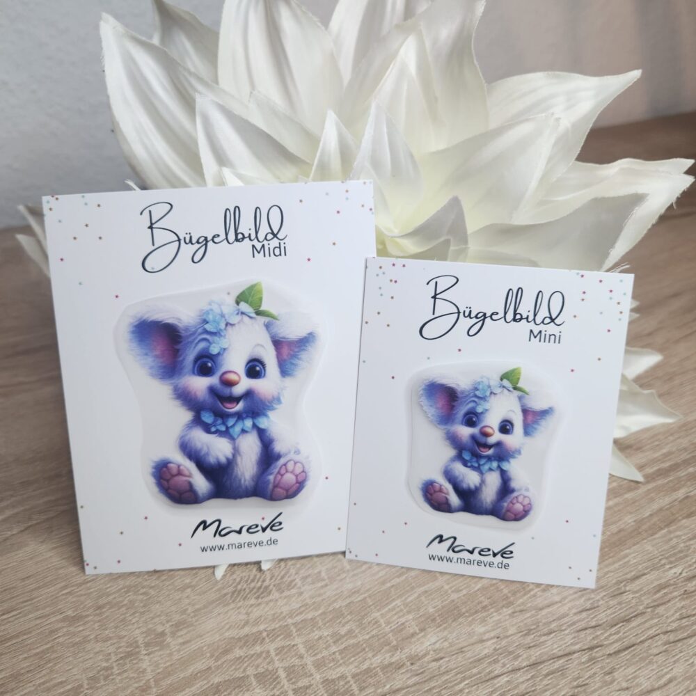 Midi/Mini Bügelbilder Designkarte - Teddy Mädchen