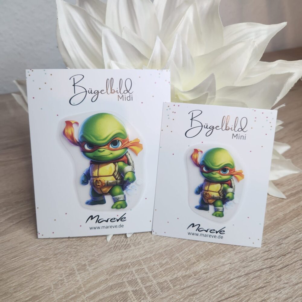 Midi/Mini Bügelbilder Designkarte - Schildkröte Held