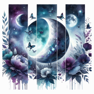 Bügelbild - Design - Mond - Flower/Blau