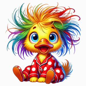 Bügelbild - Ente  - bunte Haare