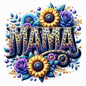 Bügelbild - Mama - Flower - Gelb/Lila/Leo