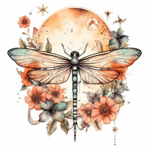 Bügelbild - Libelle - Orange