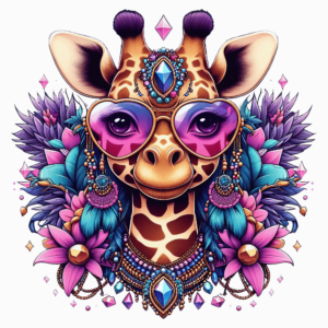 Bügelbild - Giraffe - Mädchen - Sonnenbrille