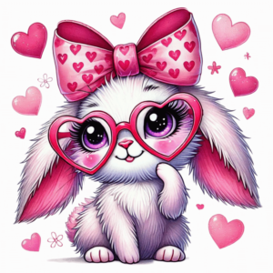 Bügelbild - Hase - Herz - Sonnenbrille