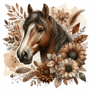 Bügelbild - Pferd - Flower - 1