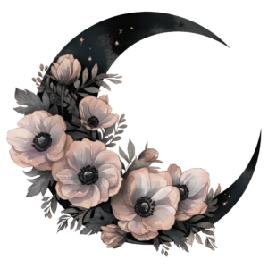 Bügelbild - Mond - Black - Flower