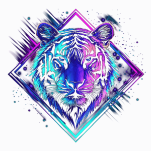 Bügelbild - Tiger - Lila/Blau