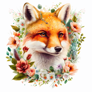 Bügelbild - Fuchs - Flowertime