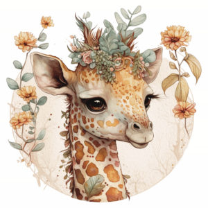 Bügelbild - Giraffe - Flowerbomb