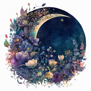 Bügelbild - Mond - Flower - Blau