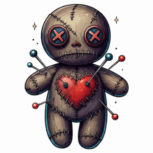 Bügelbild - Voodoopuppe - Braun