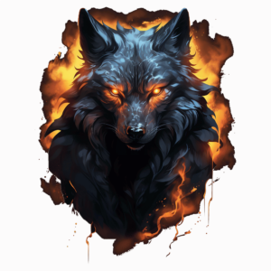 Bügelbild - Wolf - Black