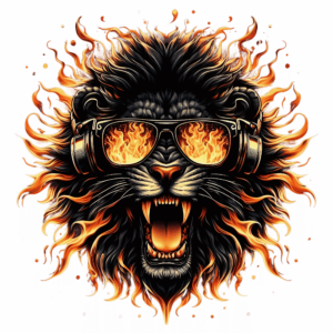 Bügelbild - Löwe - Fire