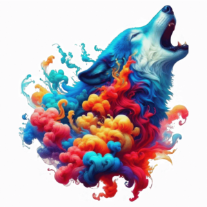 Bügelbild - Wolf - Rauch - Brüllend