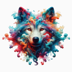 Bügelbild - Wolf - Rauch - Lächelnd