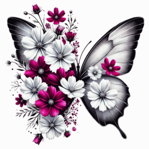 Bügelbild - Schmetterling - Schwarz/Weiß