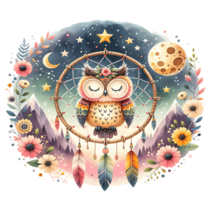 Bügelbild - Eule - Traumfänger - Magic