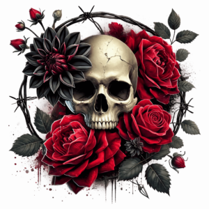 Bügelbild - Skull - Rote Rosen
