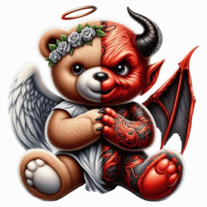 Bügelbild - Teddy - Engel/Teufel