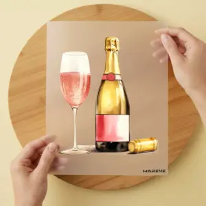 Bügelbild/Sticker - Watercolour - Sekt - Rot