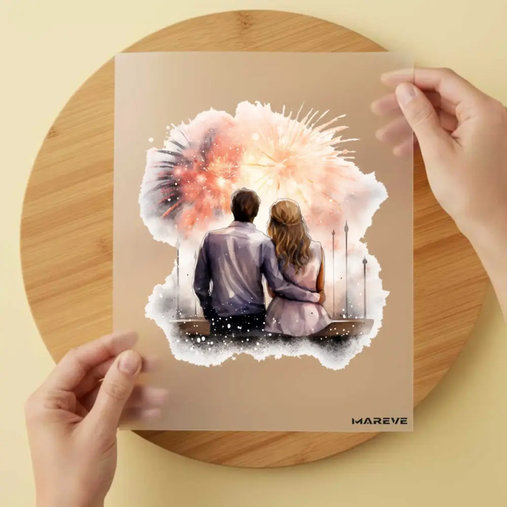 Bügelbild/Sticker - Watercolour - Silvester - Pärchen