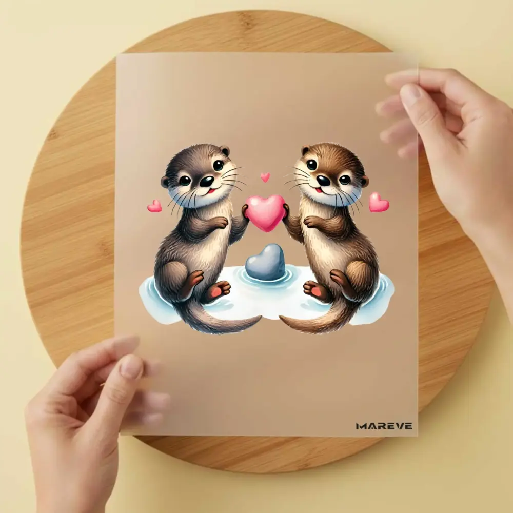 Bügelbild/Sticker - 2er Otter - Herzhaltend