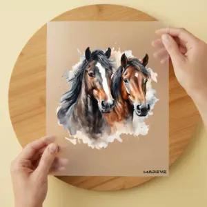 Bügelbild/Sticker/Sticker - 2er Pferde - Braun
