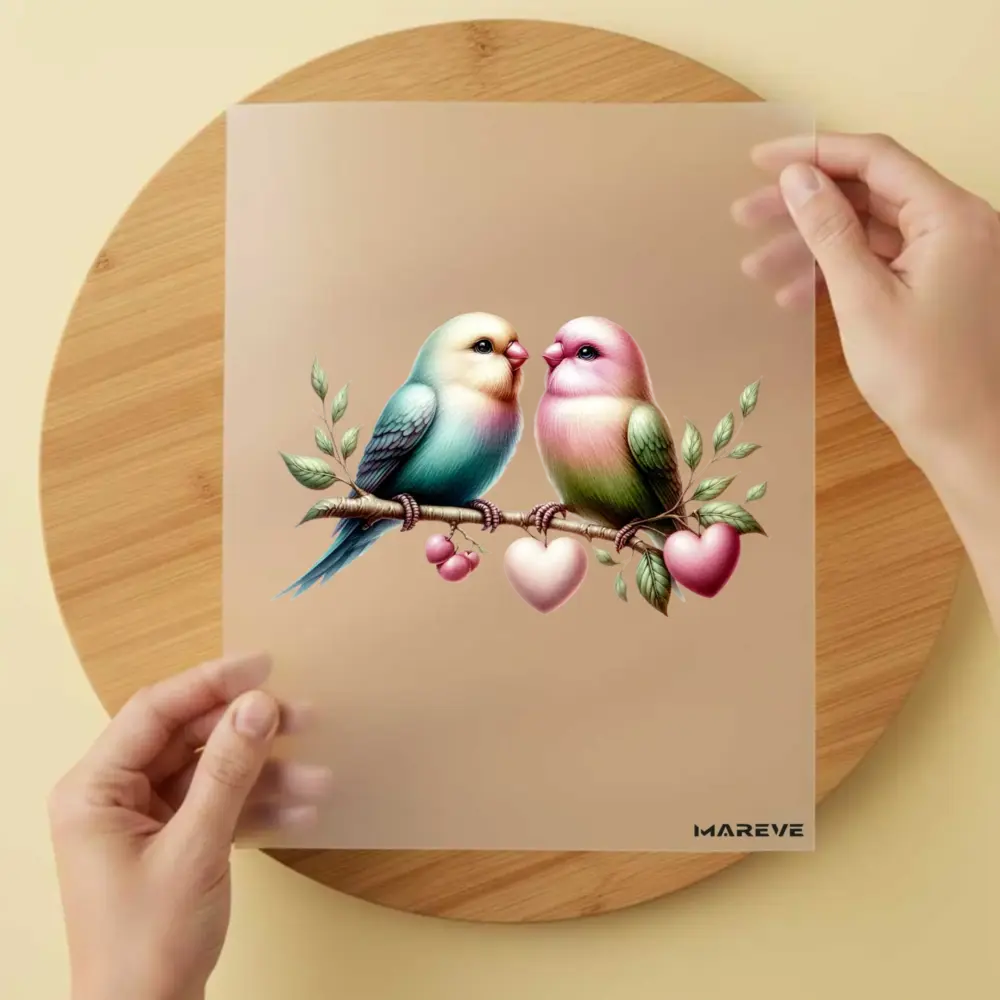 Bügelbild/Sticker - 2er Vögel - Herzen