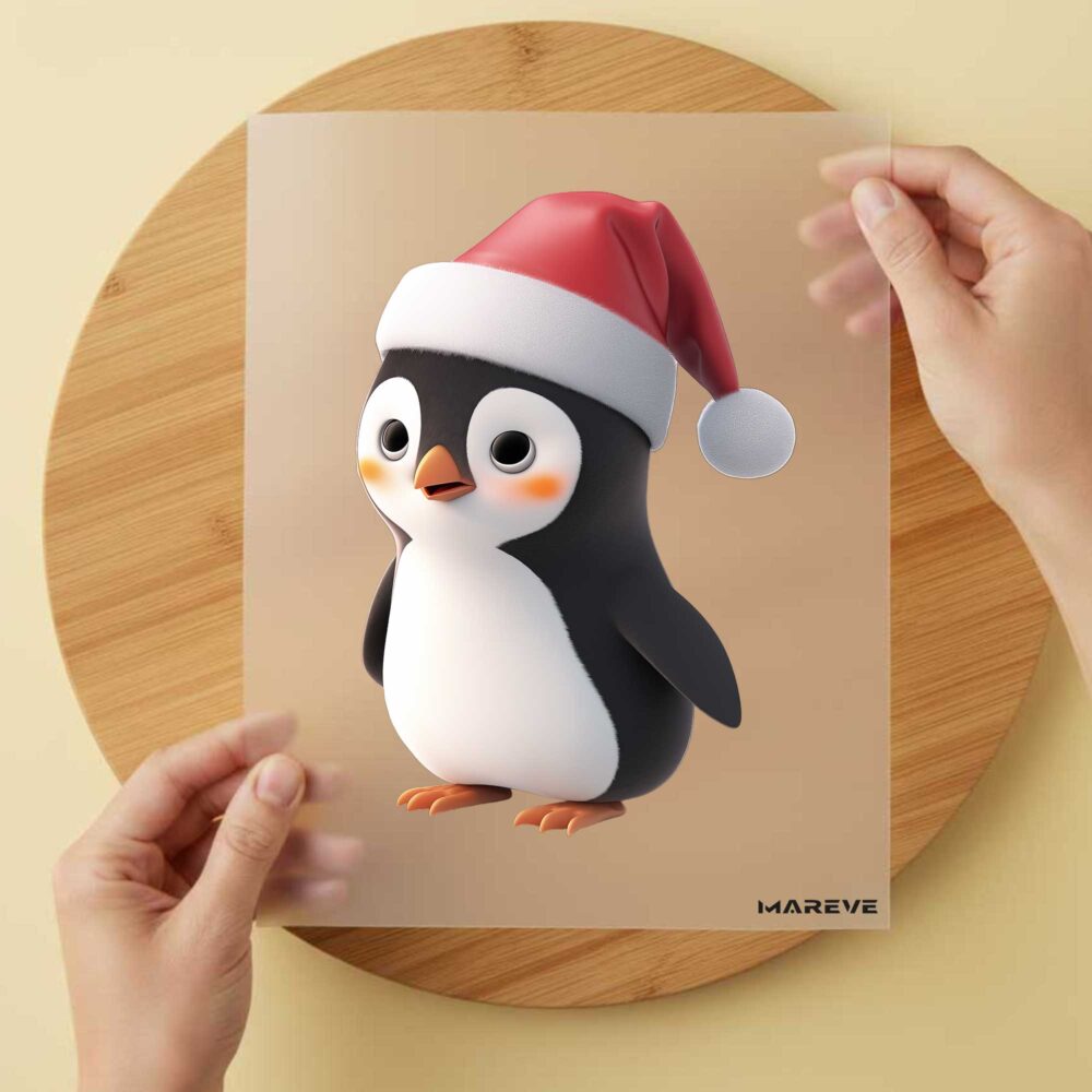 Bügelbild/Sticker - 3D - Weihnachtspinguin