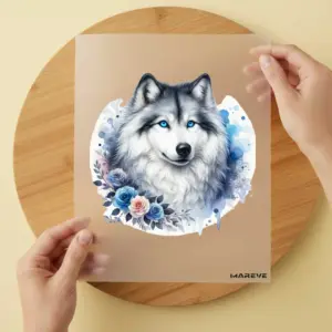 Bügelbild/Sticker - Artic - Wolf - Flower